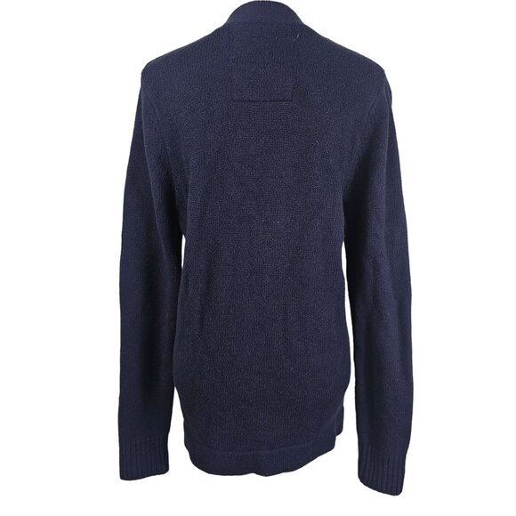VTG Hollister 1922 University Cardigan Sweater Sz M Navy Chunky Knit Wool Preppy - Picture 2 of 10